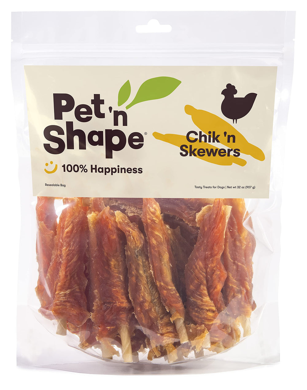 Pet 'n Shape Chik 'n Skewers packaging with resealable pouch for freshness.