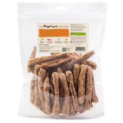 Pet 'n Shape Duck 'n Rice Stix close-up highlights real duck and rice ingredients.