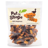 Pet 'n Shape duck-n-sweet-potato-treats-packaging highlights resealable freshness