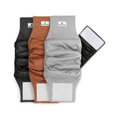 Pet Parents washable belly band medium on dog for secure, adjustable fit.