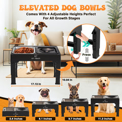 PET POWER elevated feeder height options demonstrated for growing dogs