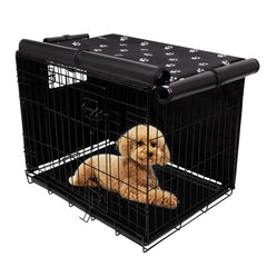 Pet Prime dog crate cover fitted on a wire crate for secure shelter.