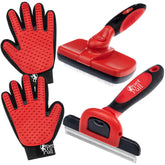 PET PULL self-cleaning slicker brush removes mats for a shinier dog coat
