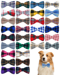 PET SHOW 30Pcs plaid large dog bowties on a collar for stylish daily looks