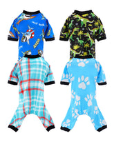 PET SHOW 4Pack blue dinosaur pattern dog pajamas for comfortable summer wear