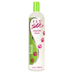 Pet Silk Liquid Silk Serum bottle front for shiny, manageable coat