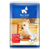 Pet Soft dog diapers female xxsmall packaging closeup showing convenient fit.