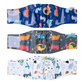 Pet Soft Dino XXL belly band pack for reusable male dog diapers in homes with multiple pets.