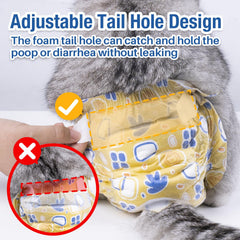 Pet Soft diapers with adjustable foam tail hole for tail-fit versatility