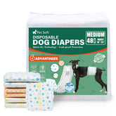 Pet Soft disposable dog diapers medium wrap-fastener for secure fit during walks