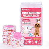 Pet Soft disposable dog diapers pack front shows patterns for reliable daily protection
