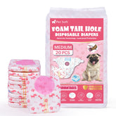 Pet Soft disposable dog diapers with adjustable tail-hole for a secure fit and leak protection.