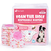 Pet Soft disposable dog diapers with adjustable tail-hole for a comfortable fit.