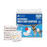 Pet Soft Dog Diapers Male XSmall pack front shows secure fit and leak protection.