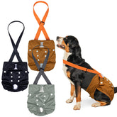 Pet Soft dog diapers suspenders packaging shows a reusable option for medium dogs
