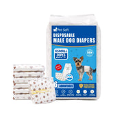 Pet Soft dog diapers wrap with brown paw pattern provides leak protection.