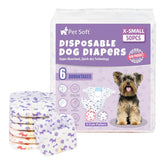 Pet Soft female dog diapers XS pack with mixed patterns for convenience