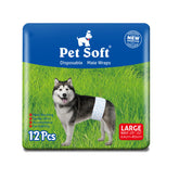 Pet Soft panales para perro macho grande en empaque práctico.
