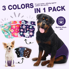 Pet Soft Washable Female Diapers Bloom patterns pack, closed design keeps dogs clean and dry