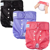 Pet Soft Washable Female Diapers small waist closeup shows snug fit for small dogs.