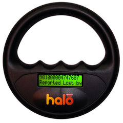 Pet Technology Store Halo Scanner front view shows compact black design for quick pet chip reading
