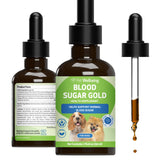 Pet Wellbeing Blood Sugar Gold Dogs bottle front shows holistic metabolic support