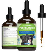 Pet Wellbeing pet-melatonin-dog-bottle image shows a calming bedtime routine with natural flavor.
