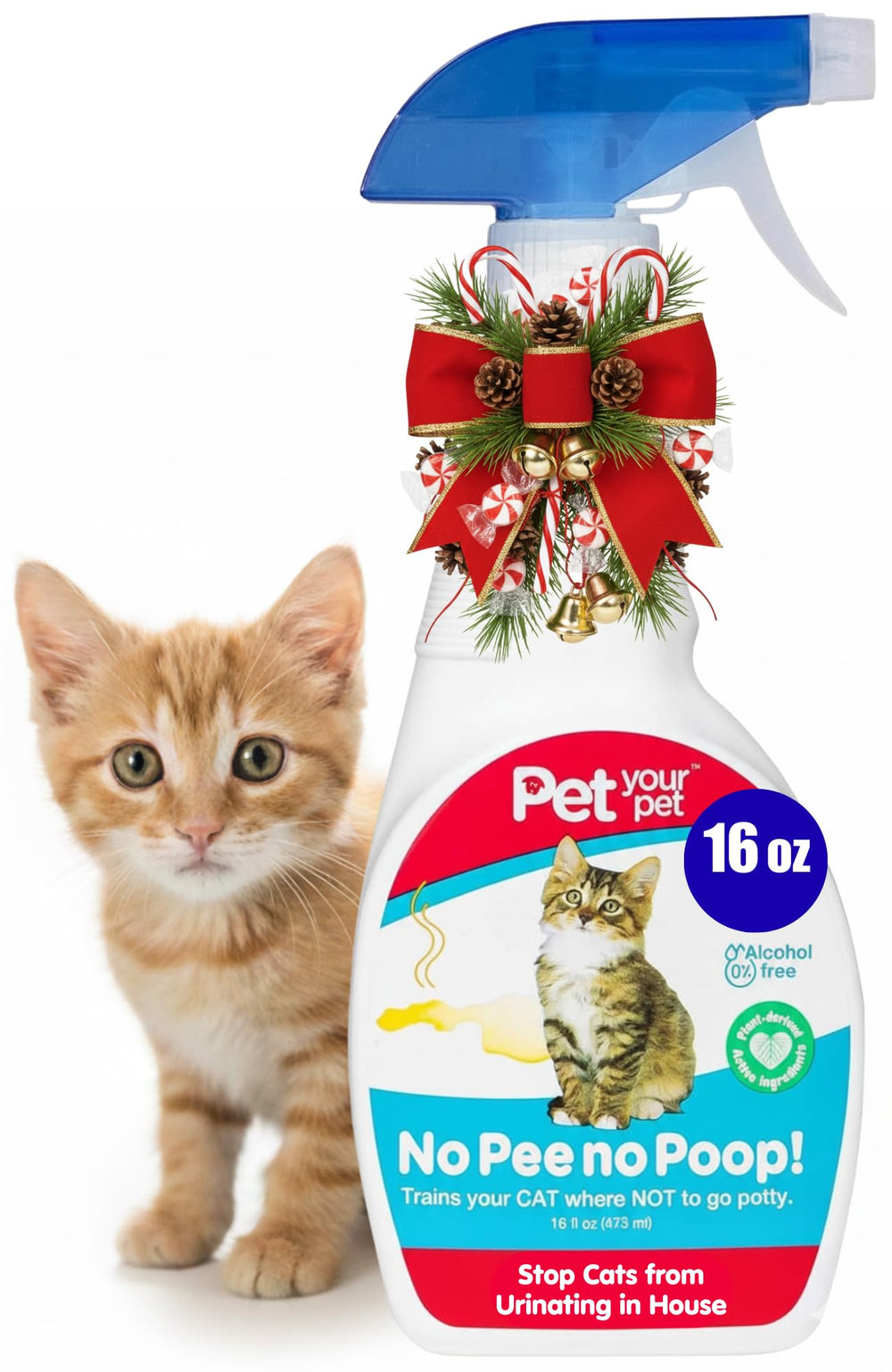 PET YOUR PET No Pee No Poop spray bottle helps train pets with calm, scent-based guidance.