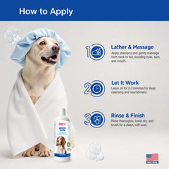 PET YOUR PET post-bath view highlights refreshed, gentle-skin care for sensitive pets