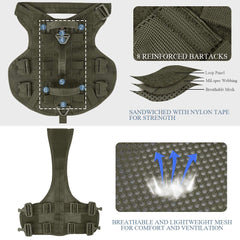 PETAC GEAR MOLLE-dog-vest compatibility for pouches and patches.