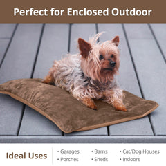 Petace outdoor heated cat bed on porch setup for chilly evenings
