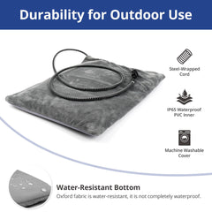 Petace outdoor heated cat bed steel-wrapped cord highlights durable safety for outdoor settings