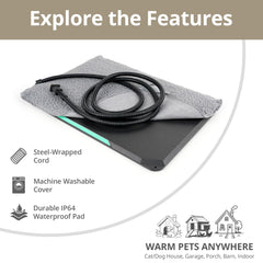 Petace Outdoor Heated Pad rigid ABS construction highlights anti-bite durability