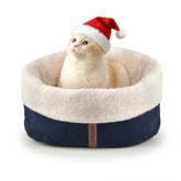 Petace Self Warming Bed blue front view shows cozy warmth and compact size