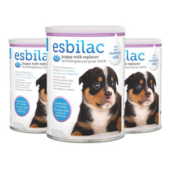 PetAg Esbilac puppy milk bottle demonstrates gentle feeding for newborn puppies.