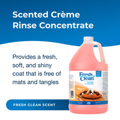 PetAg Fresh ’n Clean Creme Rinse label close-up highlights vitamin E and aloe vera conditioning.