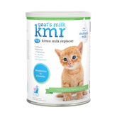 PetAg Goat Milk KMR powder tub closeup showing nutrition base for newborn kittens.