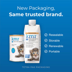 PetAg KMR kittens drinking from bottle demonstrates easy digestion support.
