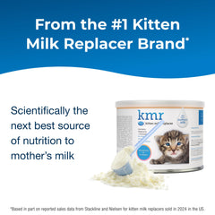 PetAg KMR powder scooped into warm water for easy mixing.