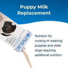 PetLac puppy-feeding session image highlighting ready-to-feed convenience for breeders