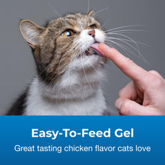 PetAg Vitamin & Mineral Gel for Cats; application on lips demonstrates quick daily use.