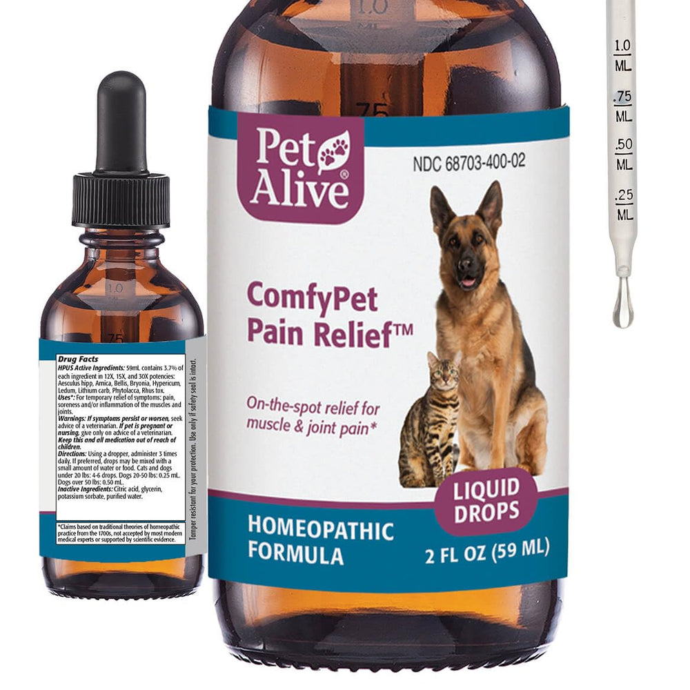 PetAlive ComfyPet pain relief bottle front showing mobility support