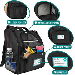 PetAmi airline-approved backpack ensures secure travel through airports with built-in safety strap.