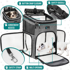 PetAmi airline-approved pet carrier in use during flight.