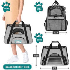 PetAmi breathable carrier with mesh panels ensures airflow during trips