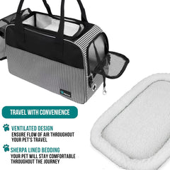 PetAmi purse carrier safety buckles provide secure harness attachment.