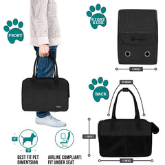 PetAmi dog purse carrier sherpa bed removable for cozy travel naps.