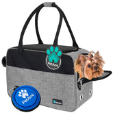 PetAmi dog purse carrier under-seat setup for airline travel
