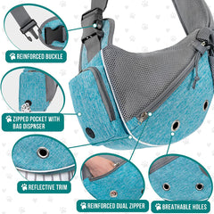 PetAmi ventilated mesh design blue, breathable comfort for longer trips.