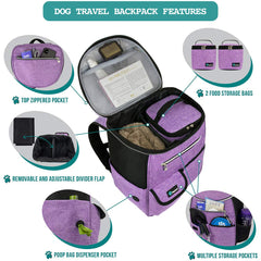 PetAmi Dog Travel Bag Backpack includes two food containers for meals.